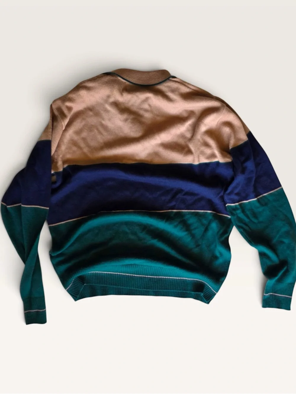 Vintage 70s Mister Man Colorblock Knit Polo Sweater XL